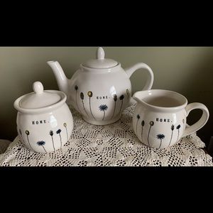 Rae Dunn teapot set w/creamer & sugar